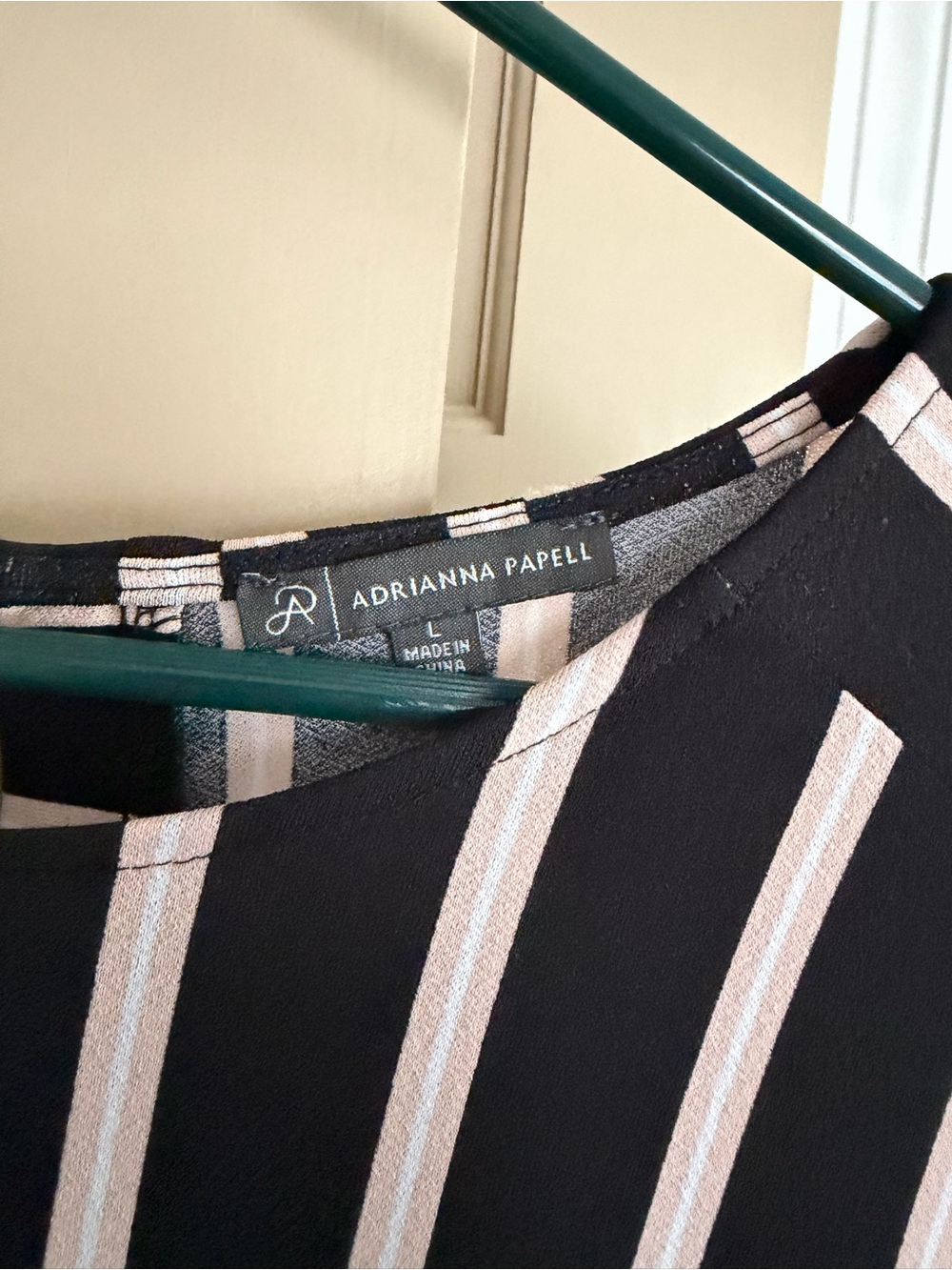 Adrianna Papell Black and White Vertical Stripe Blouse - Picture 5 of 7
